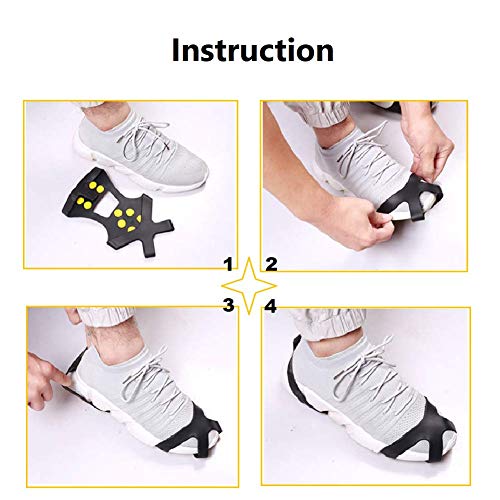 Aerexier Ice Cleats Snow Grips - Anti-Slip Crampons Traction Cleats Ice & Snow Grippers 10 Steel Studs for Women Men Kids’ Shoes and Boots (Extra 10 Studs) (Small [Women(5-7)/Men(3-5)]) - Image 4