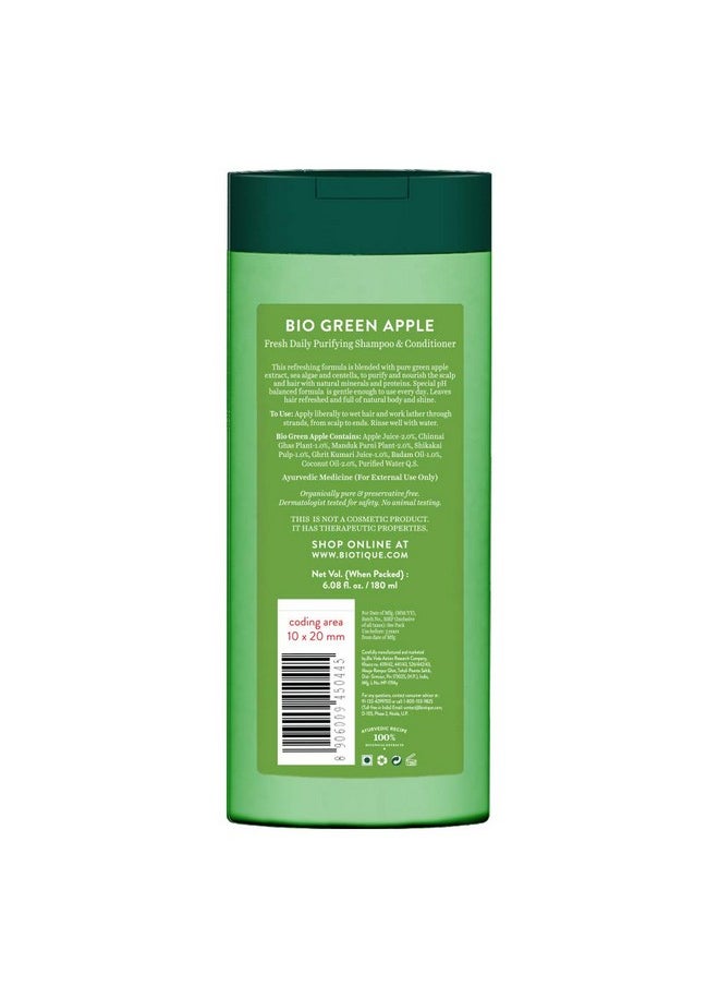 Biotique - Bio Green Apple Fresh Daily Purifying Shampoo And Conditioner For Oily Scalp And Hair 180Ml - Image 1