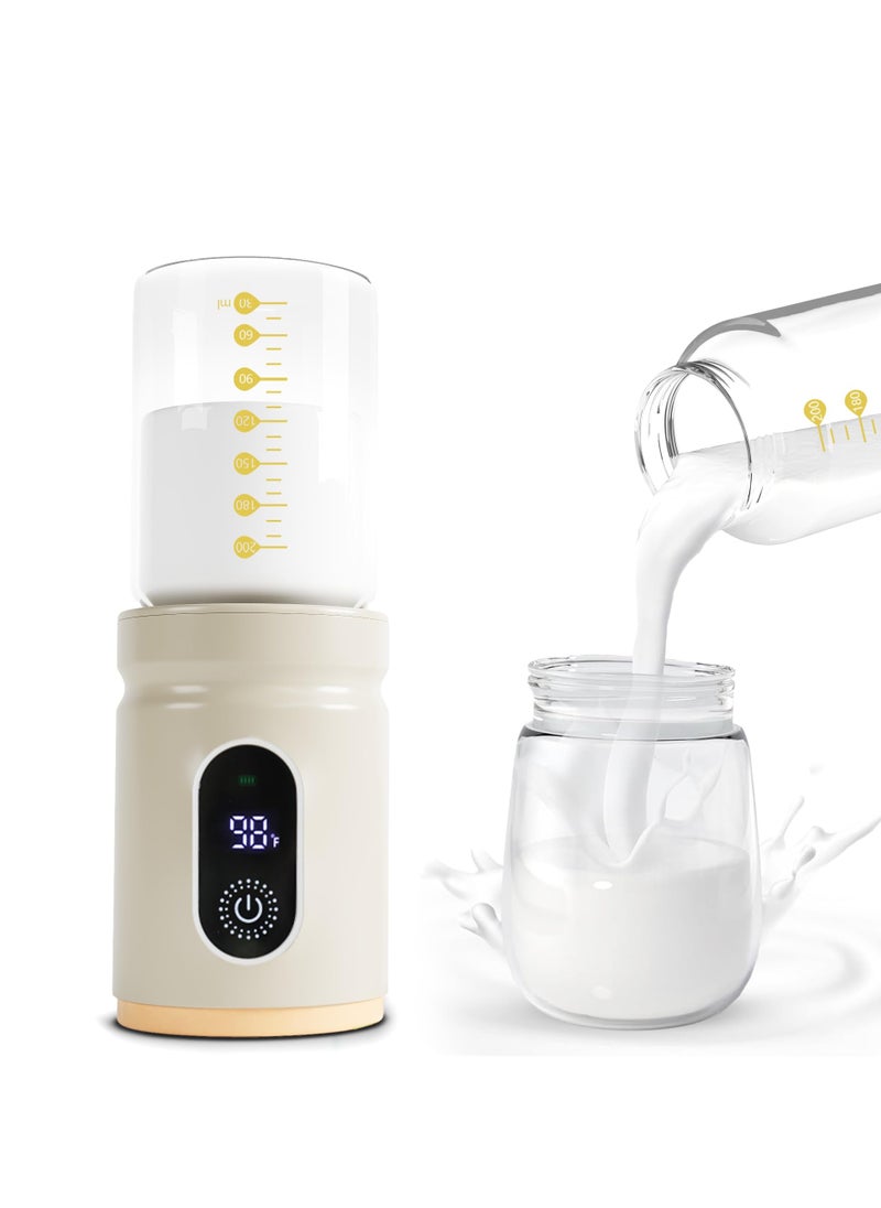 XiuWoo Portable Bottle Warmer,Travel Baby Bottle Heater, Rechargeable Milk Warmer with Glass Bottle for Storing Breastmilk Formula, Quick Heating 4-Level Temperature & Automatic Warm-Keeping  - Image 1