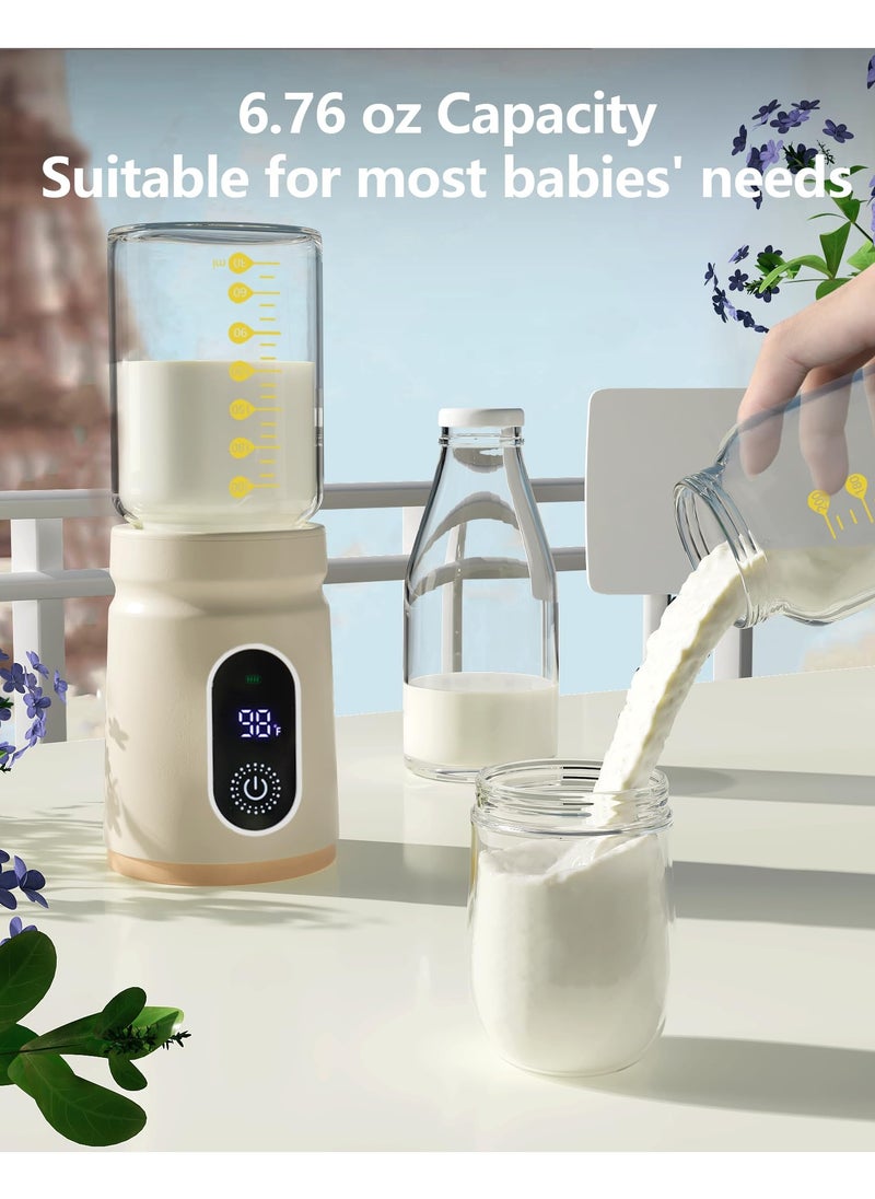 XiuWoo Portable Bottle Warmer,Travel Baby Bottle Heater, Rechargeable Milk Warmer with Glass Bottle for Storing Breastmilk Formula, Quick Heating 4-Level Temperature & Automatic Warm-Keeping  - Image 2