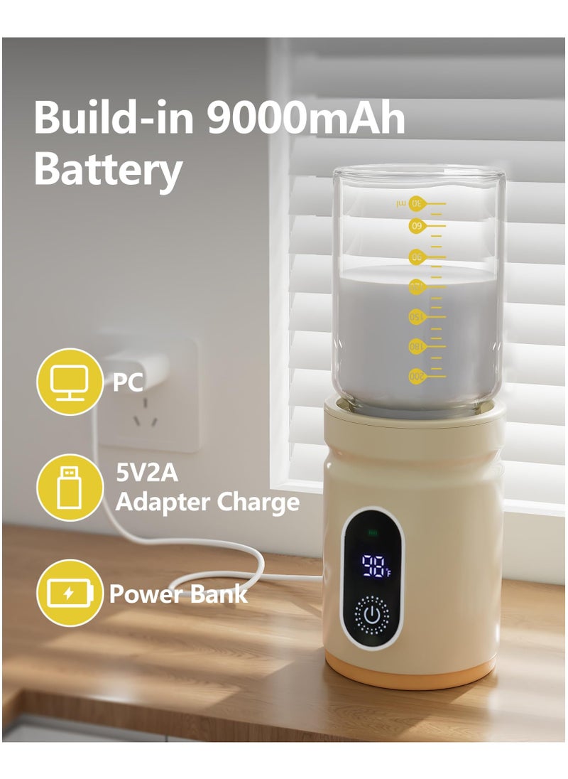 XiuWoo Portable Bottle Warmer,Travel Baby Bottle Heater, Rechargeable Milk Warmer with Glass Bottle for Storing Breastmilk Formula, Quick Heating 4-Level Temperature & Automatic Warm-Keeping  - Image 4