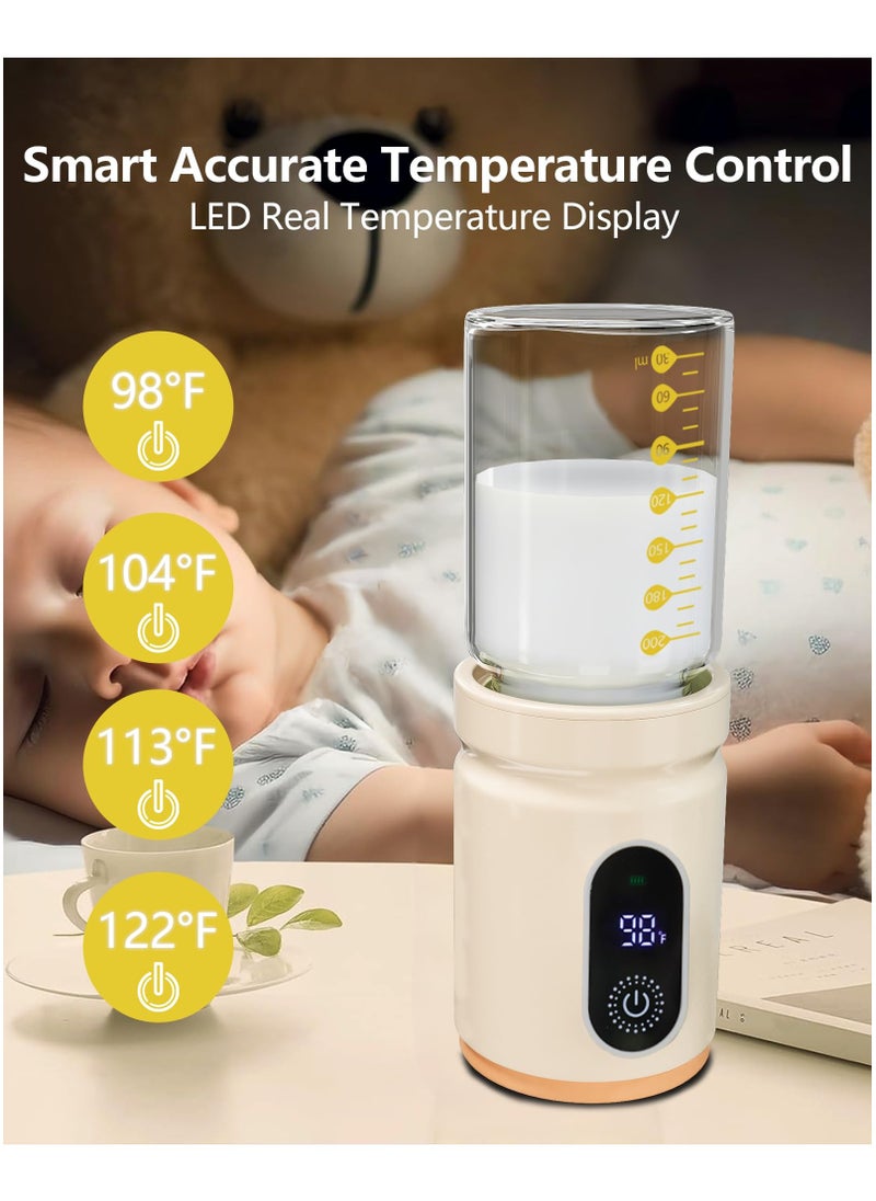 XiuWoo Portable Bottle Warmer,Travel Baby Bottle Heater, Rechargeable Milk Warmer with Glass Bottle for Storing Breastmilk Formula, Quick Heating 4-Level Temperature & Automatic Warm-Keeping  - Image 5