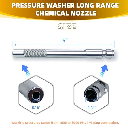 YUEERIO Pressure Washer Long Range Chemical Nozzlewith ladder saver nozzle for 1000 to 6000 Psi Pressure Washing 14 Quick - Image 3