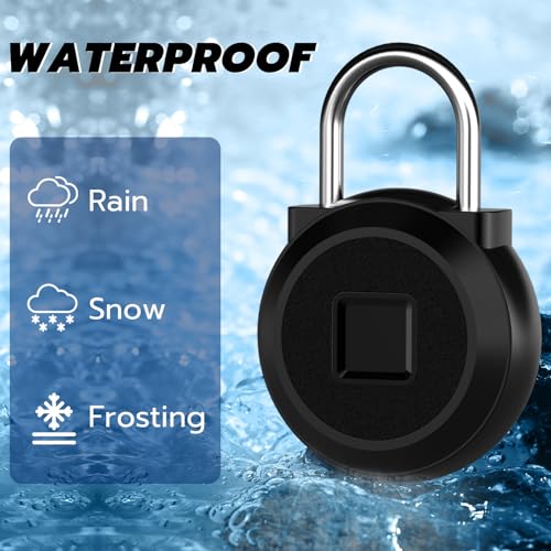 Elinksmart Gym Locker Padlock Fingerprint Padlock eLinkSmart - Waterproof Keyless Smart Lock Bluetooth App Authorized View Record Combination Padlock for School Gym Locker Gun Case Field Box Black - Image 3