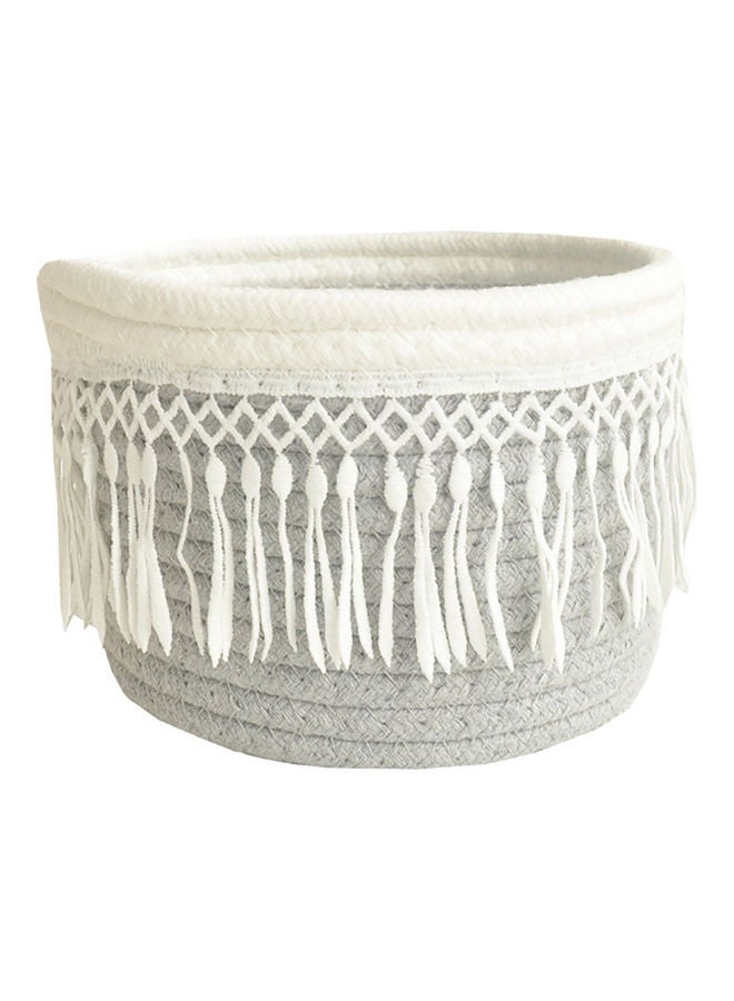 إسكدنيا سلة تخزين صغيرة مصنوعة من القطن ذات سعة كبيرة من دون زوايا حادة رمادي / أبيض