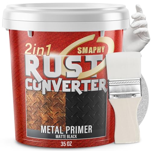 Smaphy 2-in-1 Rust Conveter Automotive & Metal Primer, 35 oz Matte Black Rust Conversion Paint for Rusty Metal, Trailer, Chassis, Ultra Protective Rust Neutralizer with Maximum Long-Term Protection, Permanently Stops Rust & Corrosion - Image 1