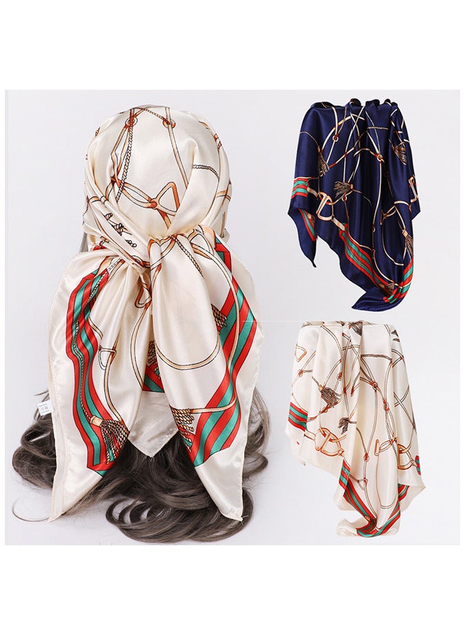 2 Pcs Satin Large Square Head Scarf - Image 1