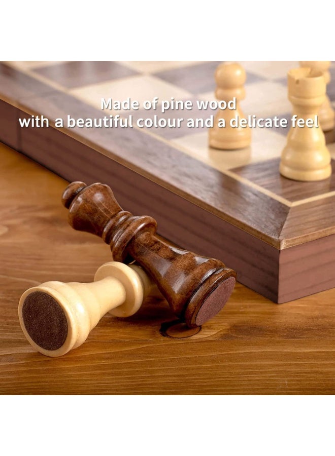 Chess Sets,15 Inch Magnetic Wooden Chess Set, Board Game for Adults and Kids, with 24 Checkers Pieces Extra & 2 Extra Queens,Portable Travel Chess Board Game Sets - Image 2