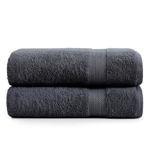LANE LINEN LANE LINEN 100 Cotton Bath Sheets Set of 2 35x66  Ring Spun Cotton Extra Large Bath Towels Sets  Quick Dry Soft  Absorbent Oversized Towel Sets Pre Shrunk Fade Resistant  Black Towels 