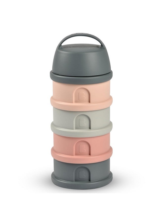 Beaba Stacked Formula Container with 4 Compartments - Pink/Mineral Grey - Image 1