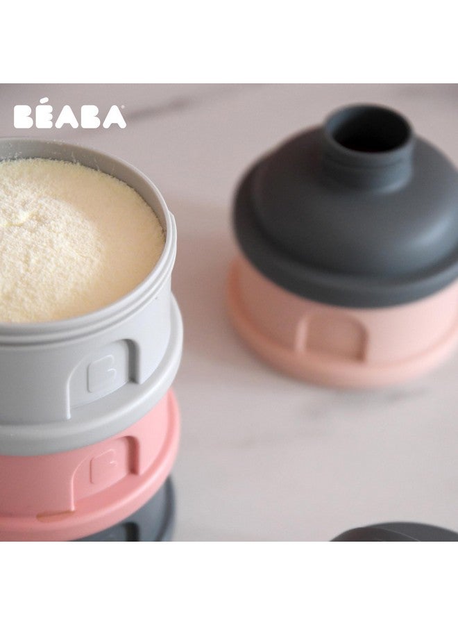 Beaba Stacked Formula Container with 4 Compartments - Pink/Mineral Grey - Image 5