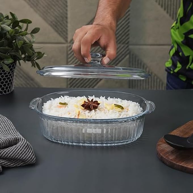rayihni Dc3311 Oval Glass Baking Casserole With Lid 1800 Ml Capacity Clear - Image 4