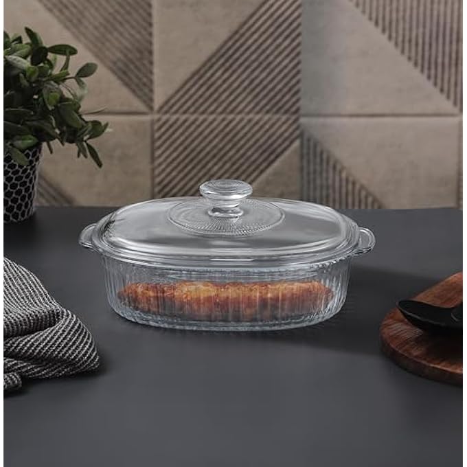 rayihni Dc3311 Oval Glass Baking Casserole With Lid 1800 Ml Capacity Clear - Image 5