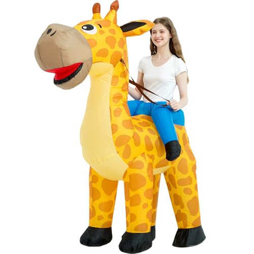 One Casa Inflatable Costume Adult,Blow Up Costumes,Ride On Giraffe Costume,Halloween Costumes for Men Women (72INCH) - Image 1