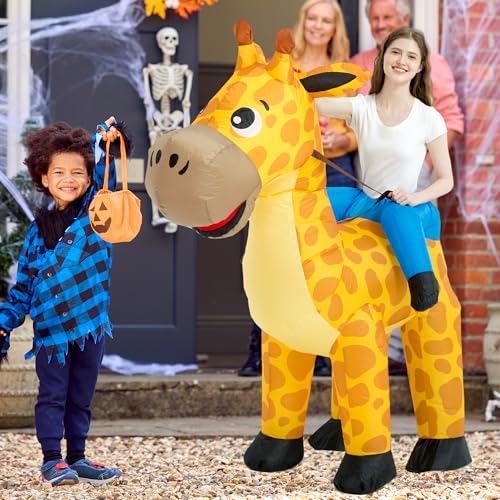 One Casa Inflatable Costume Adult,Blow Up Costumes,Ride On Giraffe Costume,Halloween Costumes for Men Women (72INCH) - Image 2