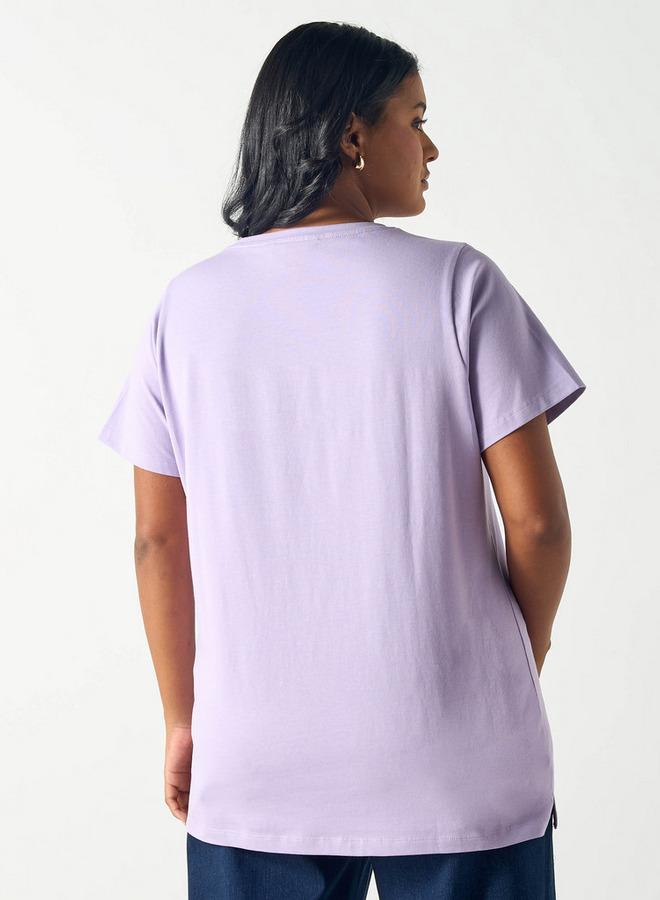  أولا بوبكن تيشيرت مقاس كبير بياقة مستديرة وأكمام قصيرة وطبعات من أولا بوبكين - Image 3