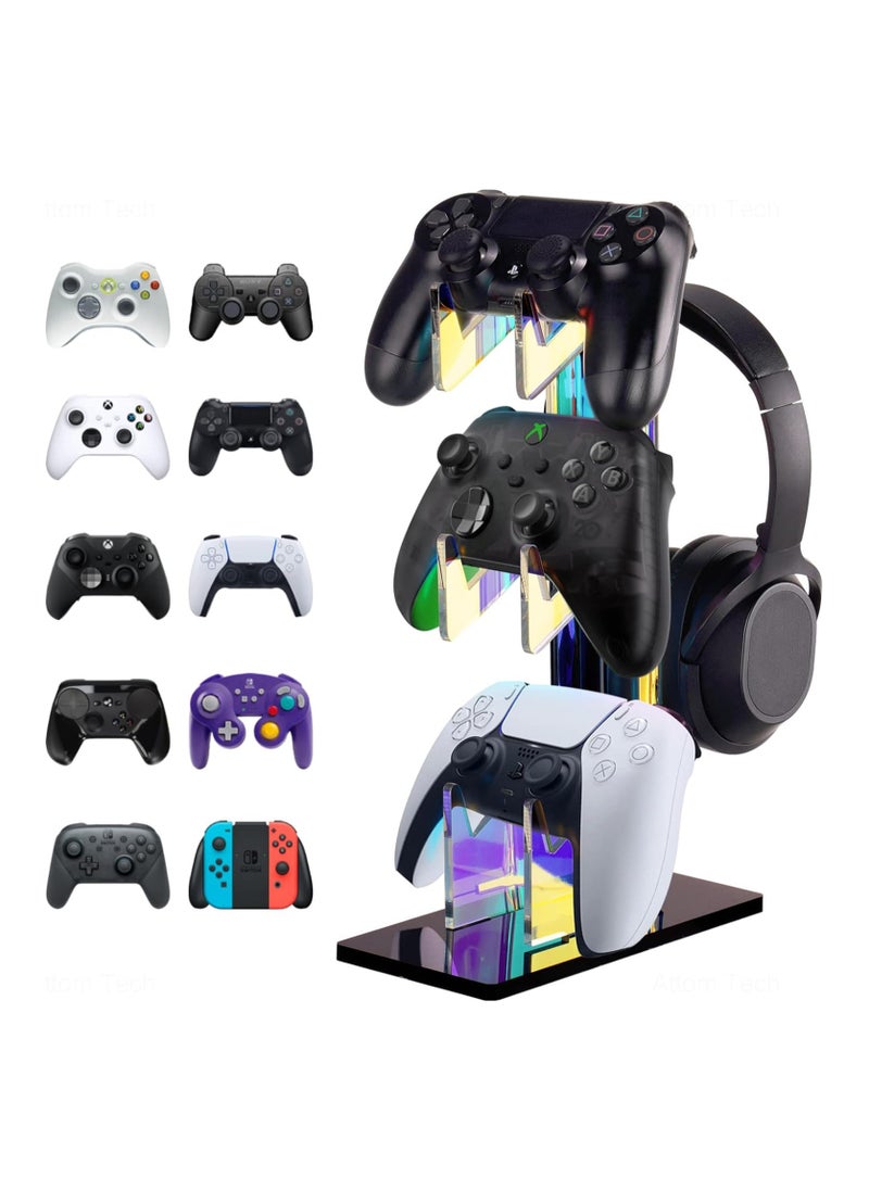 KASTWAVE - حامل وحدة تحكم عالمي ثلاثي الطبقات وحامل سماعة رأس لجهاز PS5 وXbox ONE وSTEAM، حامل وحدة تحكم ملحقات الألعاب، قم ببناء حصون لعبتك - Image 1