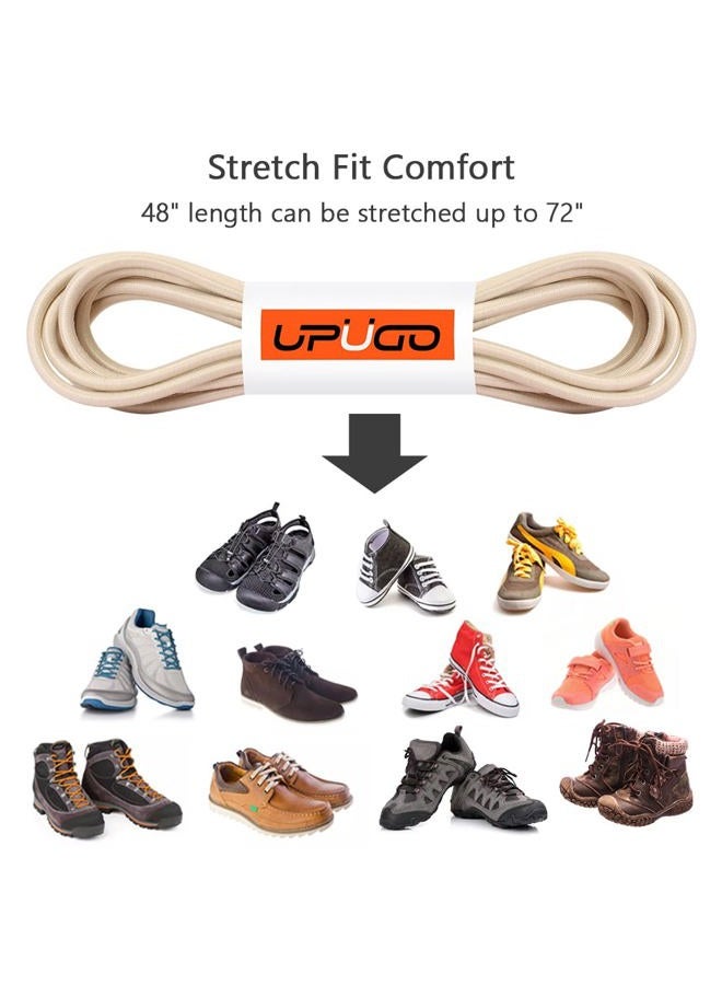 UpUGo No Tie Loose Laces, Elastic Laces, One Size for Adults, Beige Simple, 1 paia - Image 3