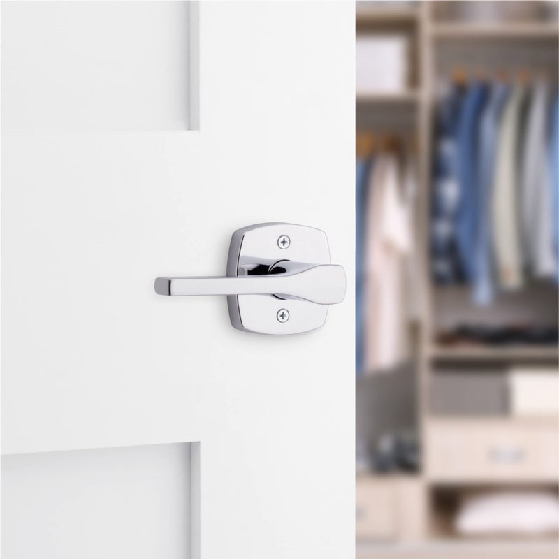 Kwikset Tripoli Lever Dummy Door Handle  Single Sided Lever for Closets  French Double Doors  and Pantry  Polished Chrome Non-Turning Reversible Interior Push/Pull Lever - Image 3