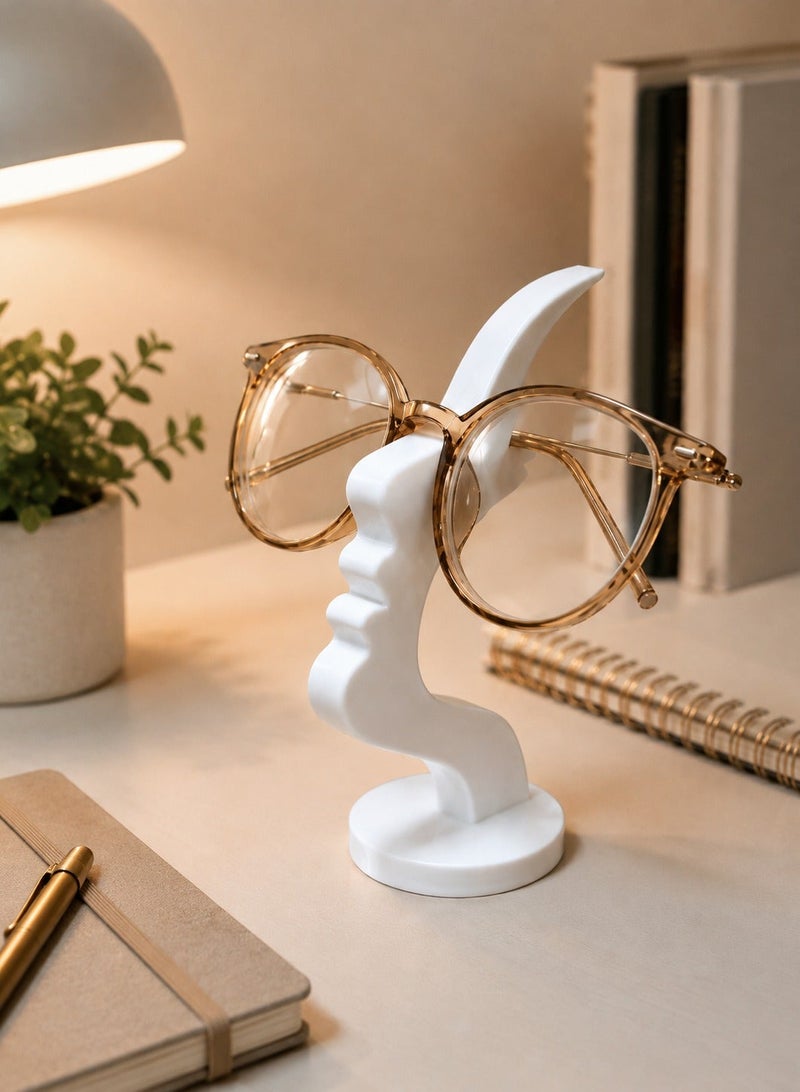 حامل نظارات مكتبي منحني من البلاستيك بتصميم ديكوري للمنضدة وطاولة السرير أبيض قطعة واحدة 13.7 × 5 سم - Image 2