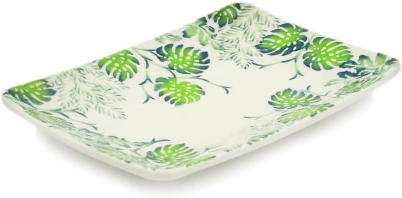 Polmedia Polish Pottery Authentic Polish Pottery Sushi Tray in Monstera Deliciosa Design Handmade in Bolesawiec Poland  Certificate of Authenticity  - Image 1