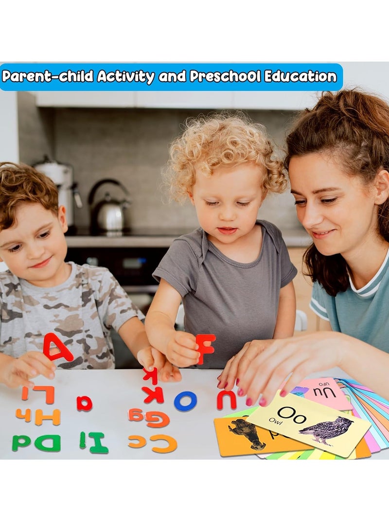 SYOSI Magnetic Alphabet Letters Set with 26 Uppercase 26 Lowercase Letters 26 Animal Alphabet Cards, ABC Alphabet Fridge Draw Board Magnets Educational Letter Spelling Learning Cards for Toddlers - Image 5