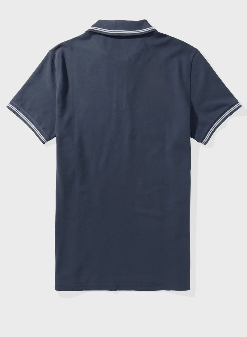 امريكان ايجل Collar Line Logo Detail Short Sleeve Polo Shirt