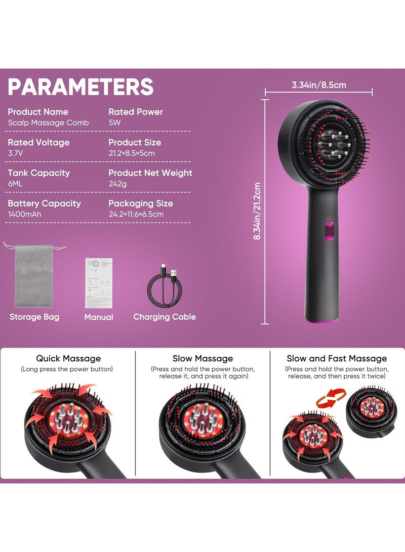 Hair Brush Scalp Oil Applicator Rechargeable Vibration Massage and Comb Follicle Massager for Hair Growth and Anti-Hair Loss