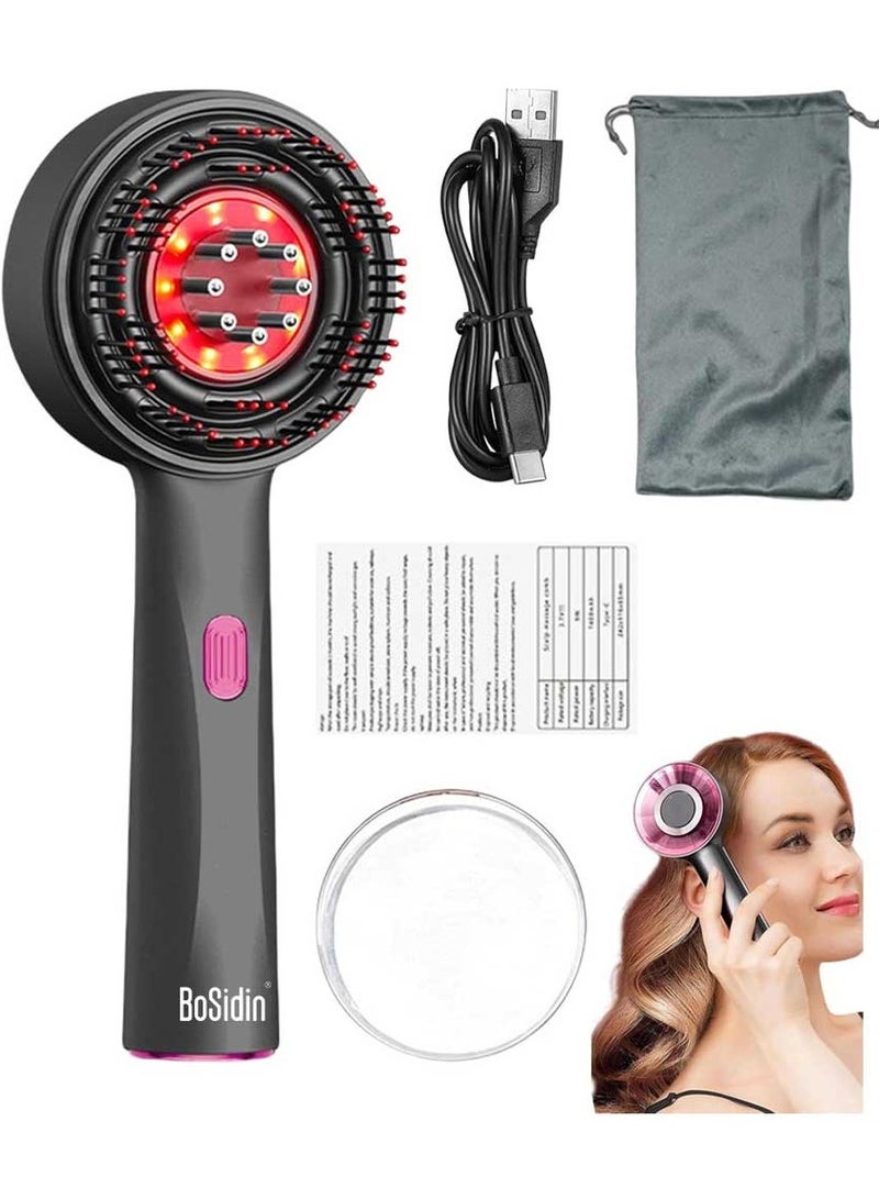 Bosidin Hair Brush Scalp Oil Applicator Rechargeable Vibration Massage and Comb Follicle Massager for Hair Growth and Anti-Hair Loss  - Image 1