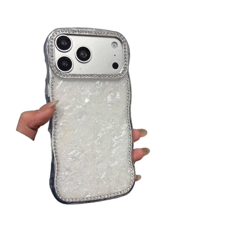 MS Protective Case, TPU, IMD Edge Diamond Shell Pattern, Drop Protection, White, Shockproof Cover for iPhone 13 - Image 1