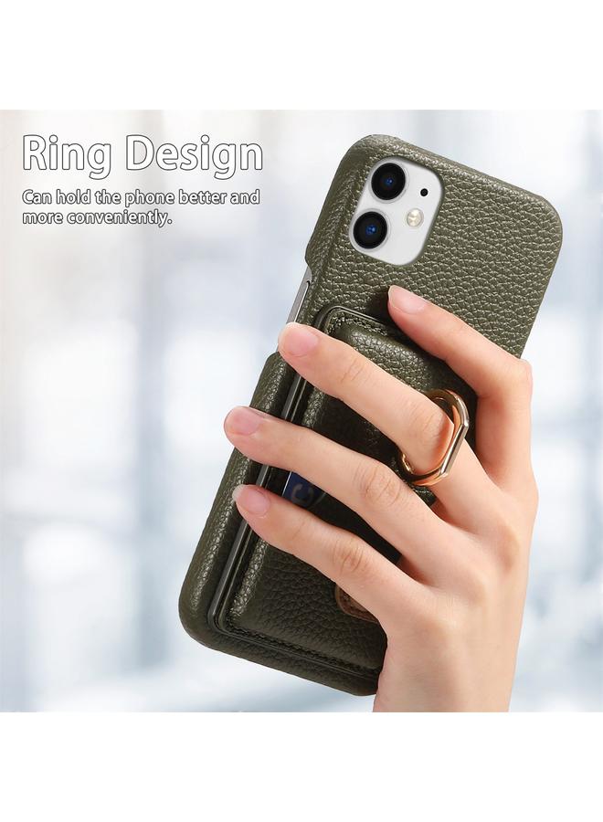 زبون جراب لهاتف iPhone 12 mini مصنوع من جلد الليتشي مع حافة زيتية وغطاء خلفي للبطاقة - Image 3