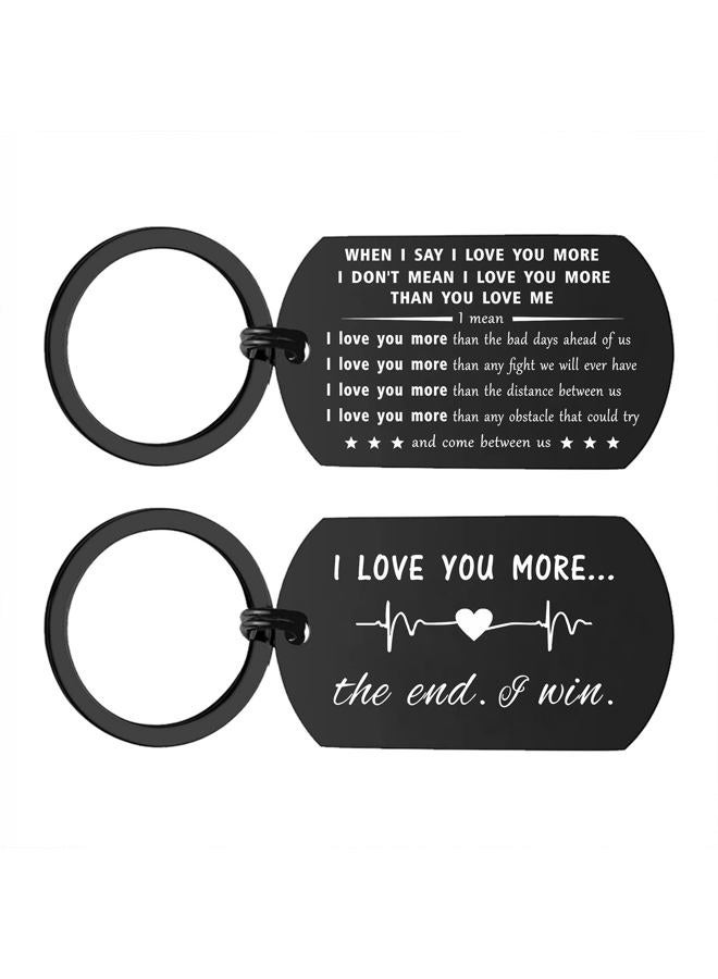 YRH I Love You More The End I Win Keychain - Anniversary Love Gifts for Him Her - Mens Valentines Present, Christmas - Image 1