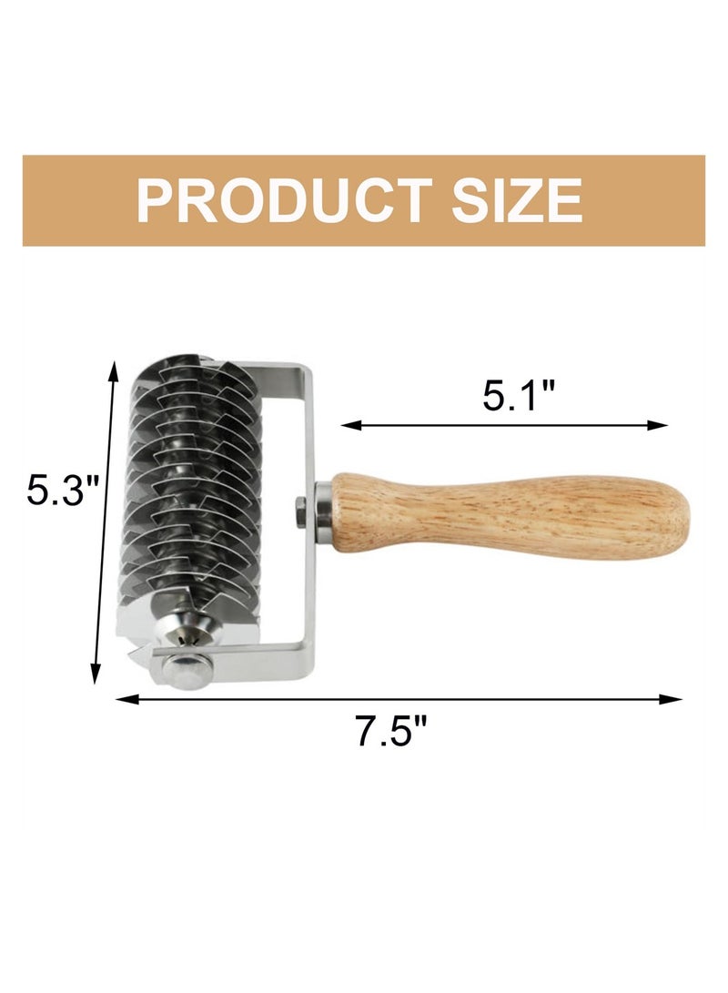 KASTWAVE Stainless Steel Lattice Dough Roller Cutter, Pizza Dough Roller Cutter with Wood Handle, Cookie Pie Pizza Bread Pastry Crust Roller Cutter, Time-Saver Pastry Tool - Image 4