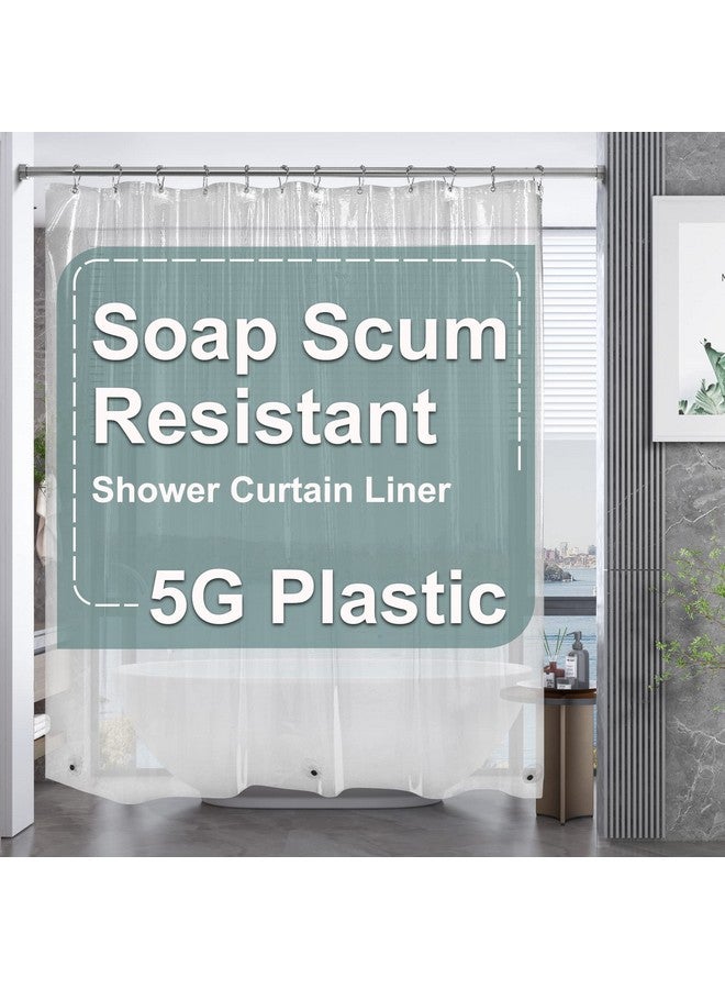 AmazerBath Clear Shower Curtain, 72x72 Plastic Shower Curtain, PEVA Waterproof Shower Curtain, Medium Weight Shower Curtains for Bathroom with 3 Weighted Magnets and 12 Rustproof Grommet Holes - Image 1