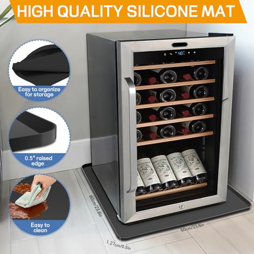 Ieesspd Mini Fridge Silicone Mat,24''x24''x0.5'', Under Refrigerator Mat Mini Fridge Drip Pan Prevents Appliance Leakage Water Spills, Protects the Floor From Damage and Cleanliness(Black) - Image 2