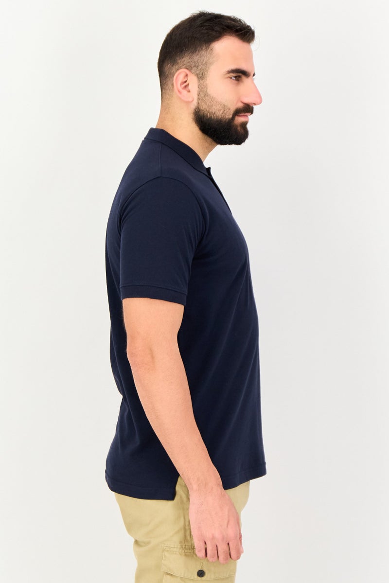 Tailorbyrd Men Regular Fit Embroidered Logo Short Sleeve Polo Shirt, Navy - Image 2