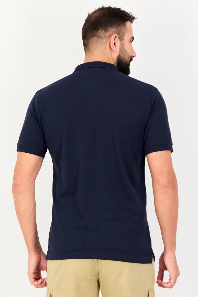 Tailorbyrd Men Regular Fit Embroidered Logo Short Sleeve Polo Shirt, Navy - Image 4