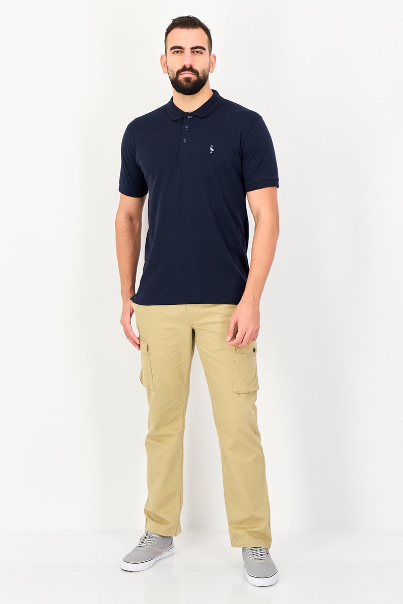 Tailorbyrd Men Regular Fit Embroidered Logo Short Sleeve Polo Shirt, Navy - Image 3