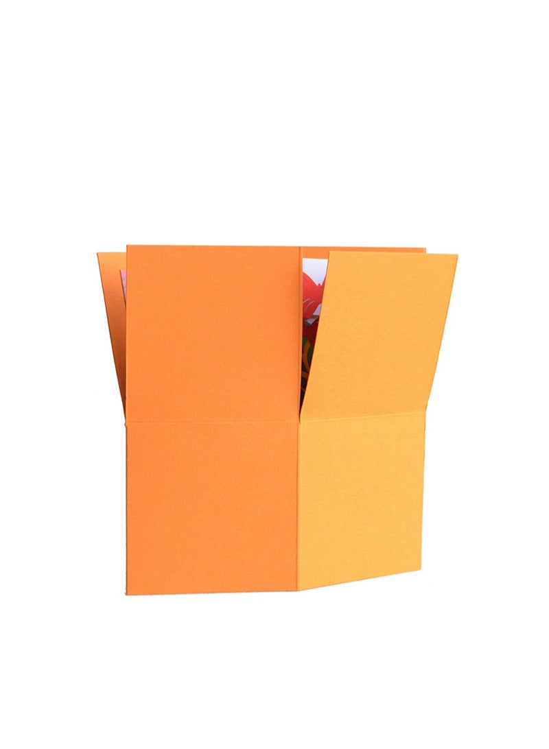 Wow Cards Orange Box-shaped Greeting Card with Flowers and Butterflies - Image 2