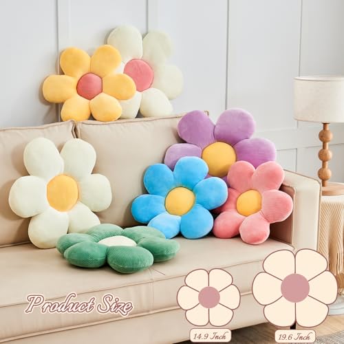 Kcvvcr Pink Flower Pillow 149 Cute Flower Shaped Floor Pillow Aesthetic Floral Plush Daisy Decorative Throw Pillows for Bed Sofa Couch - Image 3