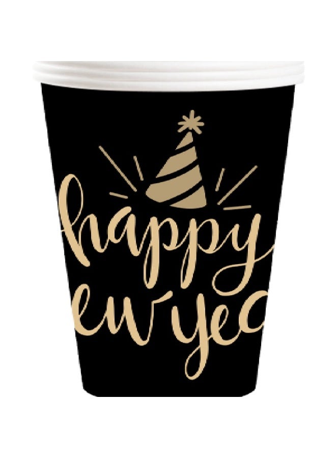 ThePartyPopper 8 Pcs Happy New Year Disposable Paper Cups – 9oz Black & Gold Party Cups for New Year Celebration - Image 4