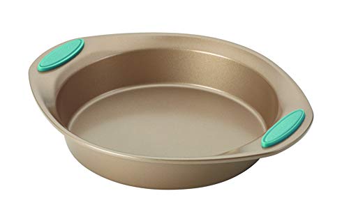 Rachael Ray Cucina Bakeware Set Includes Nonstick Cake Cookie Baking Sheet and Muffin Cupcake Pan, 4 Piece, Latte Brown with Agave Blue Grips - Image 3