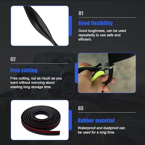 Sylvil Front Windshield Seal Strip, 6.5 Ft Car Windshield Moulding Trim, Waterproof & Cuttable Window Door Seal Stripping, Universal Car Accessories for Most Cars Trucks SUVs (0.98×0.39 inhces) - Image 3