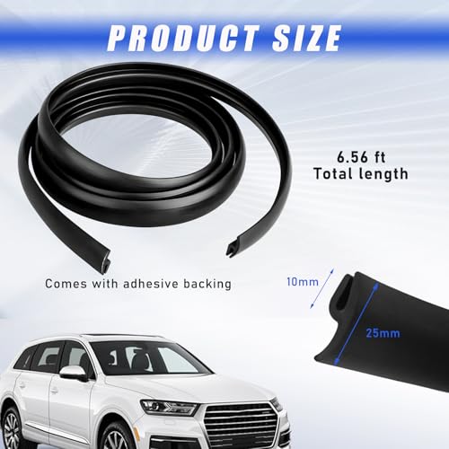 Sylvil Front Windshield Seal Strip, 6.5 Ft Car Windshield Moulding Trim, Waterproof & Cuttable Window Door Seal Stripping, Universal Car Accessories for Most Cars Trucks SUVs (0.98×0.39 inhces) - Image 2