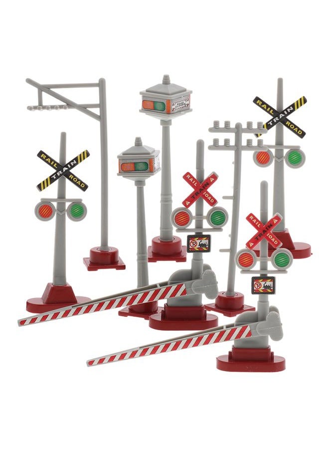 Vosarea 8pcs Model Train Traffic Lights Railroad Mini Signal Light Micro Landscape Light Crossing Sign Model for DIY Sand Table Decorations - Image 1