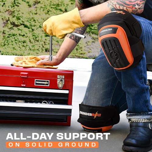 Thunderbolt Knee Pads for Men Construction Knee Pads for Work for Men and Women with Double Gel for Gardening Flooring Roofing Heavy Duty with Extra Thick Foam and Strong Adjustable Non-Slip Straps - Image 4