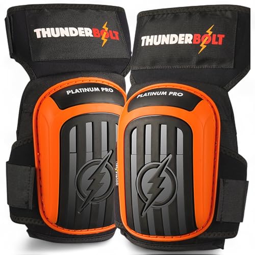 Thunderbolt Knee Pads for Men Construction Knee Pads for Work for Men and Women with Double Gel for Gardening Flooring Roofing Heavy Duty with Extra Thick Foam and Strong Adjustable Non-Slip Straps - Image 1