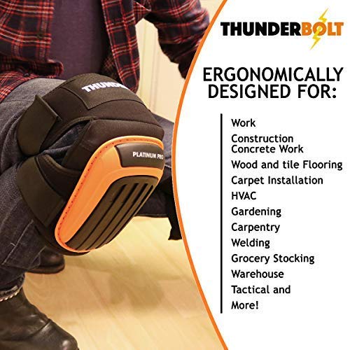 Thunderbolt Knee Pads for Men Construction Knee Pads for Work for Men and Women with Double Gel for Gardening Flooring Roofing Heavy Duty with Extra Thick Foam and Strong Adjustable Non-Slip Straps - Image 5