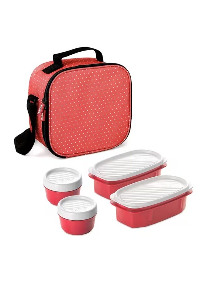 تاتاي طقم صندوق غداء معزول عالي الجودة من Urban Food Casual Dots، أحمر، سعة 3 لترات، رقم المنتج 1167507 - Image 4