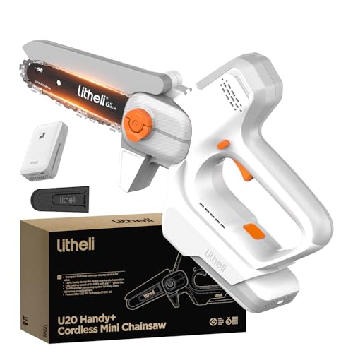 Litheli 6-Inch Mini Chainsaw Cordless, 20V 2.0Ah Battery Powered Handheld Electric Chainsaw with 24.6ft/s Chain Speed, 300W Small Portable Pruning Saw for Tree Trimming, Branch Cutting & Gardening - Image 1